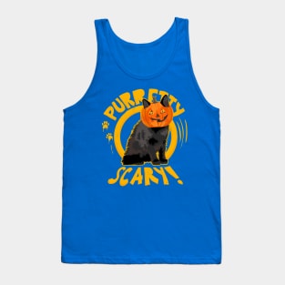 Purretty scary! Pumpkin head cat Tank Top